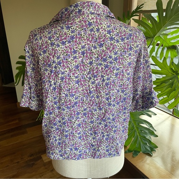 Favorite Daughter The Savannah Short Sleeve Floral Button Down Shirt in Purple - Picture 3 of 12